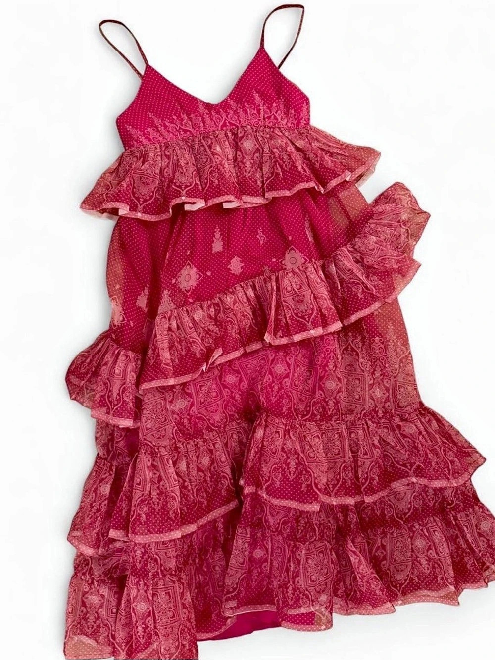 Anthropologie Let Me Be Tiered Maxi Dress in Pink Size Small